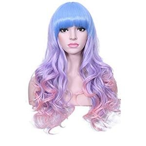 Blue to pink wig
